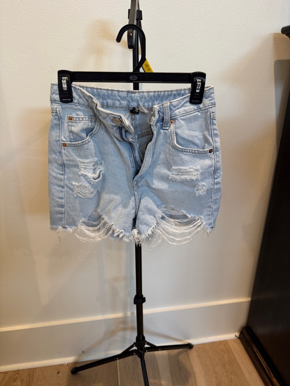 H&M Light Blue Distressed Denim Cutoff Shorts